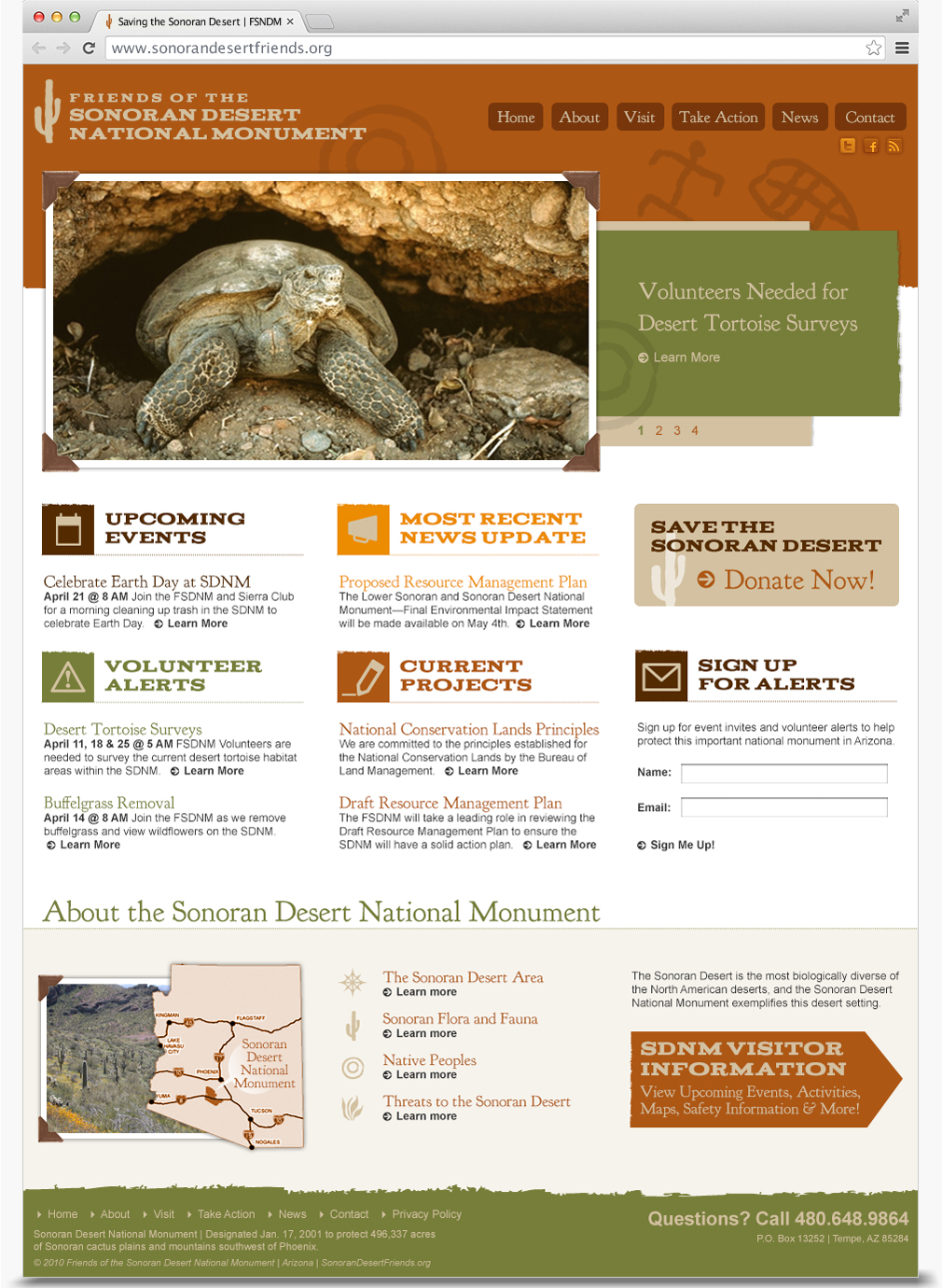 Friends of the Sonoran Desert National Monument Non-Profit Website in Browser
